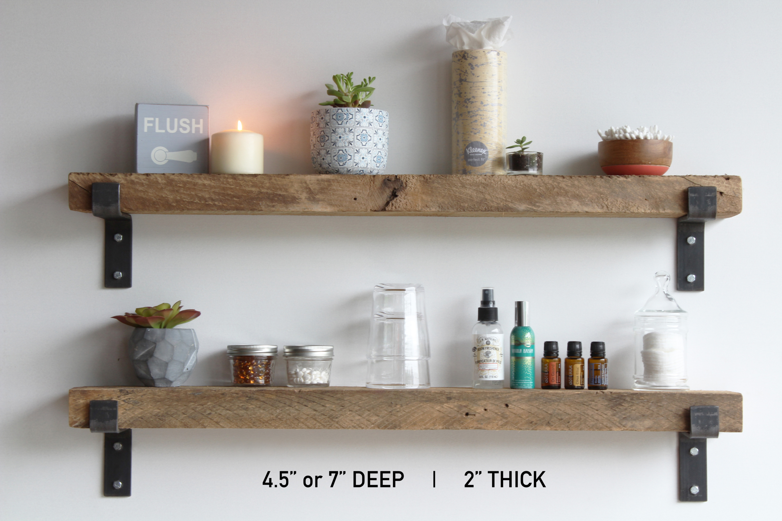 Reclaimed Barn Wood Accent Shelves | Full Accent Brackets | Urban Legacy
