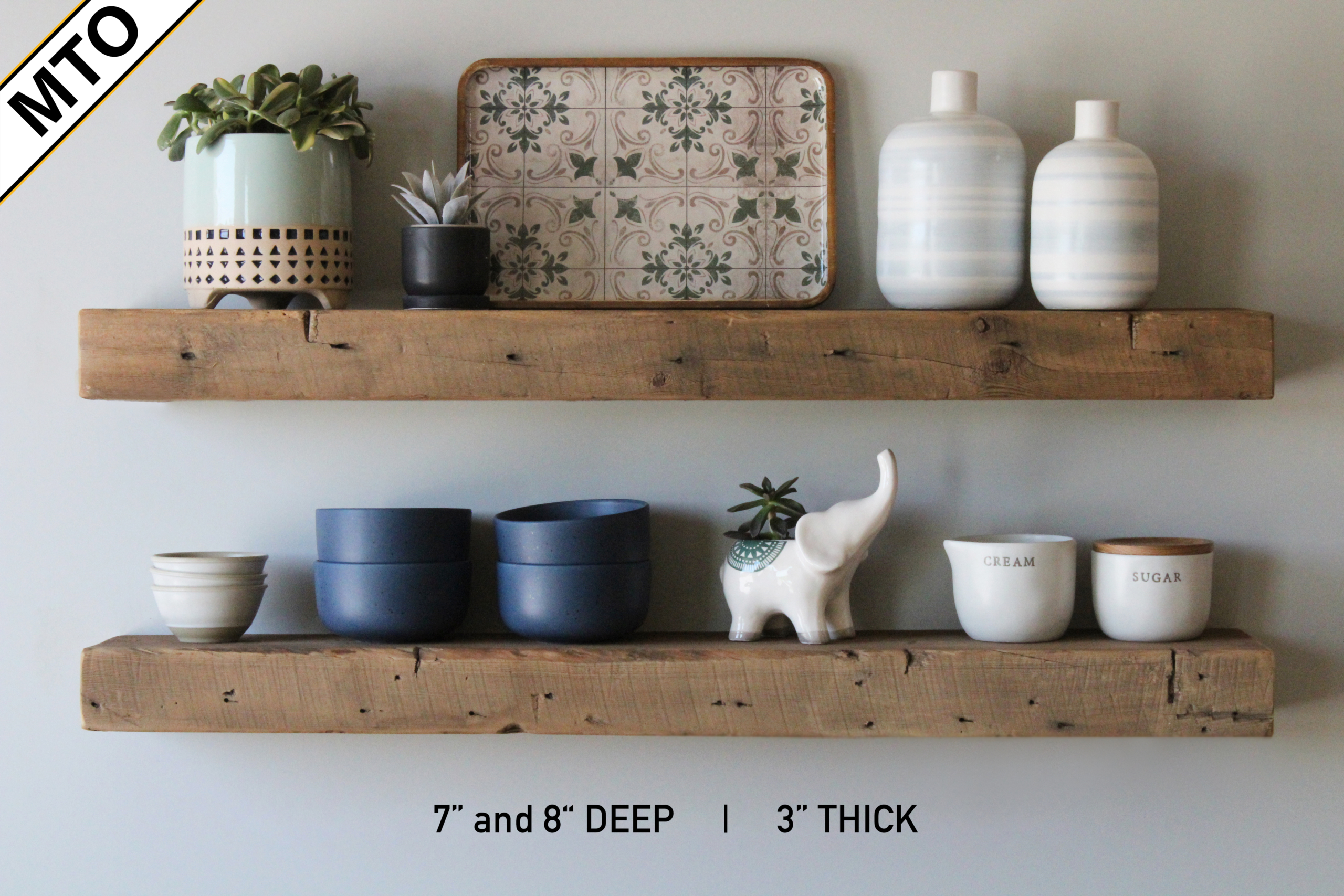 Custom Thick Floating Shelves. Sturdy Bracket Included. Shop Now!